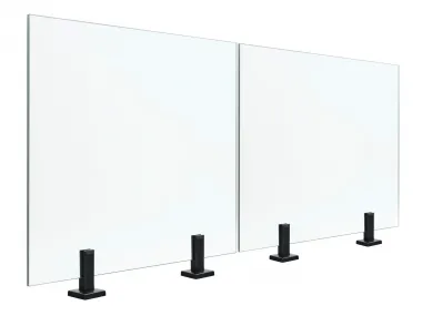 Sklenené zábradlie na stĺpikoch 1 meter – Nerez AISI 304, Čierne stĺpiky RAL 9005, 0.5 kN